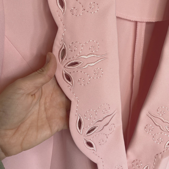 Vintage Women's Embroidered Blazer Size 18P Nautical Feminine Girly Eyelet Boho - Picture 5 of 10